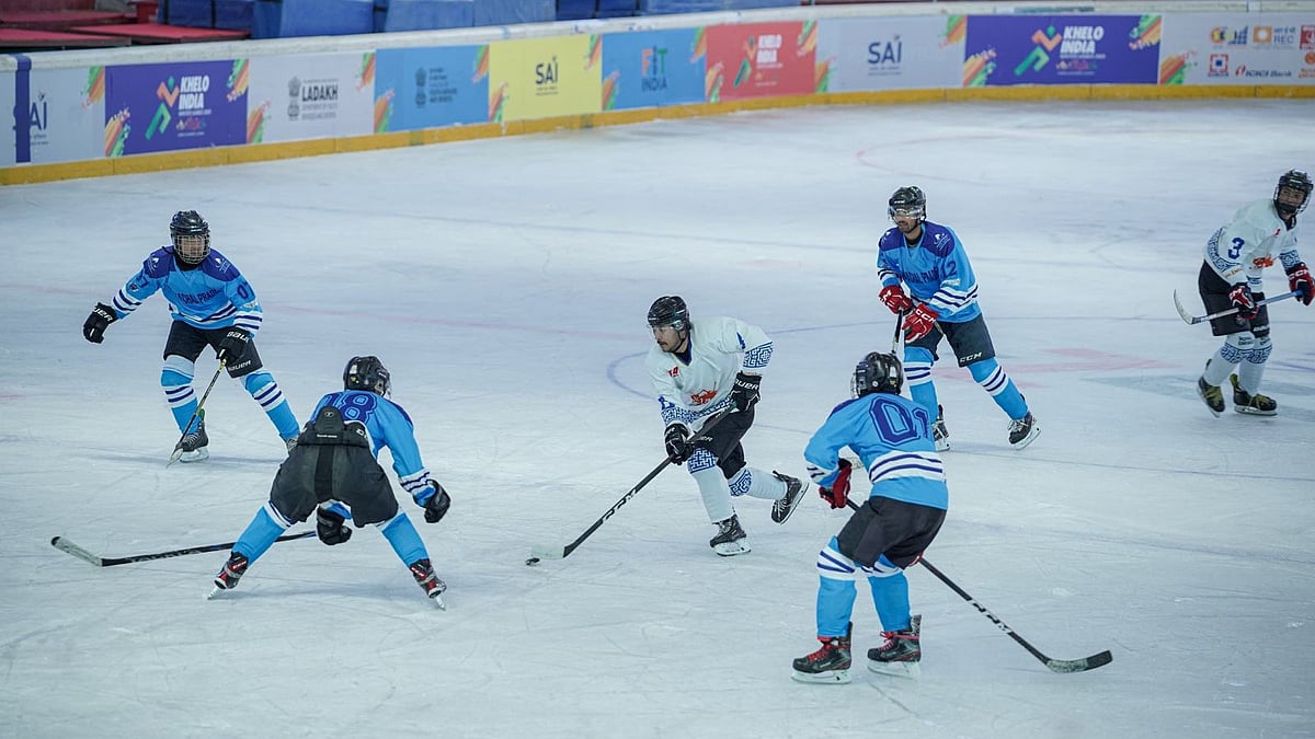 SAI Media : Ice hockey action at the Khelo India Winter Games.