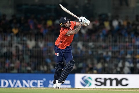 IND vs ENG 2nd T20: England's Brydon Carse plays a shot