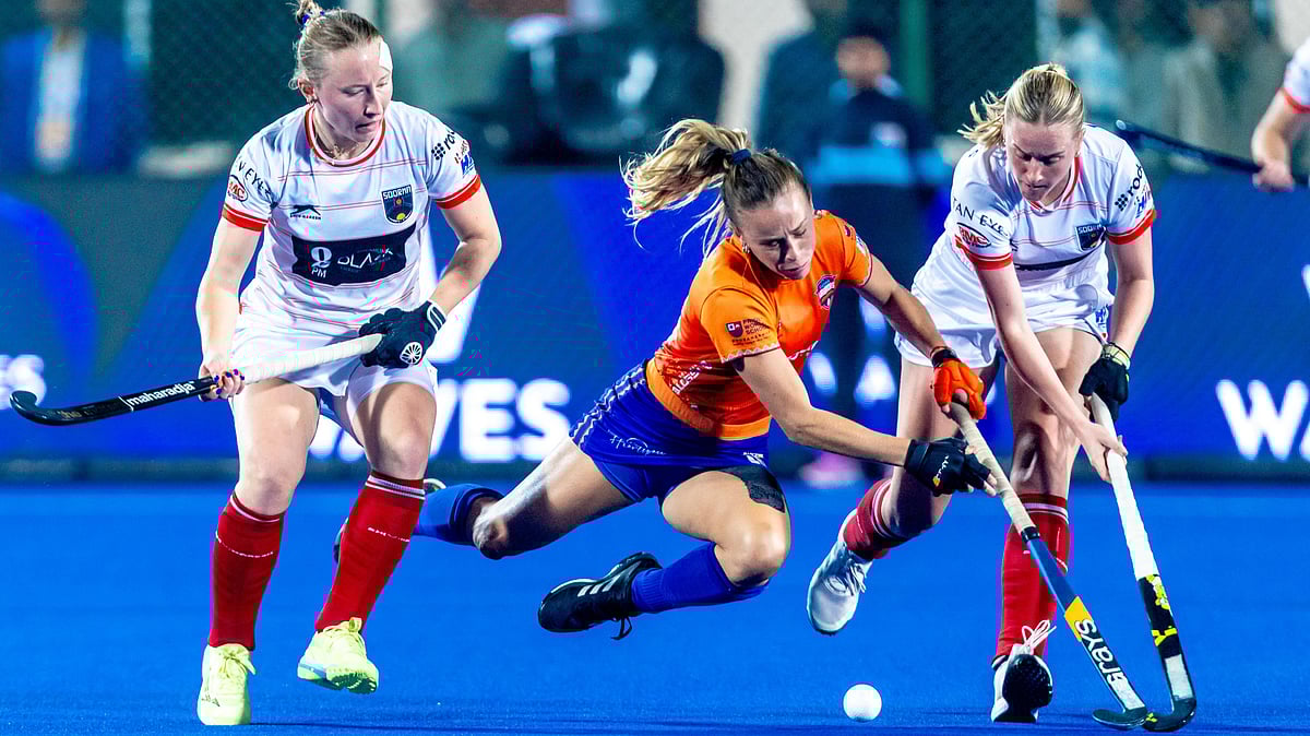 Action from the Womens Hockey India League final between Odisha Warriors and Soorma Hockey Club.