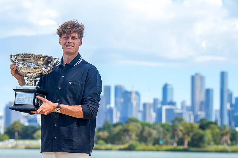 Australian Open Tennis winner Jannik Sinner with Norman Brookes Challenge Cup_5