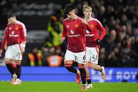 EPL 2024-25: Lisandro Martinez celebrates scoring his side's opening goal