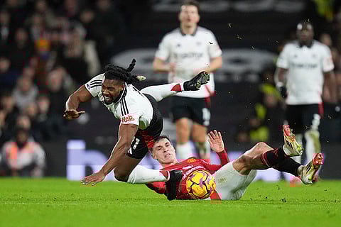 EPL 2024-25: Fulham's Adama Traore is fouled by Manchester United's Manuel Ugarte
