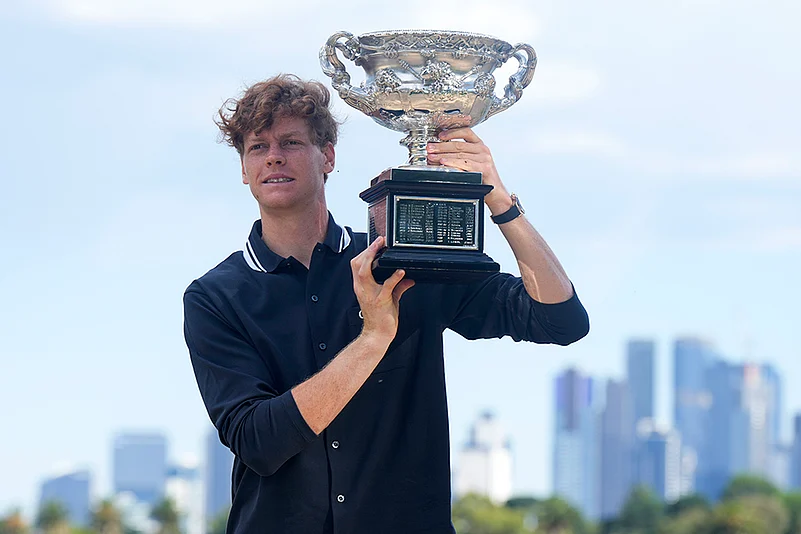 Australian Open Tennis winner Jannik Sinner with Norman Brookes Challenge Cup_3