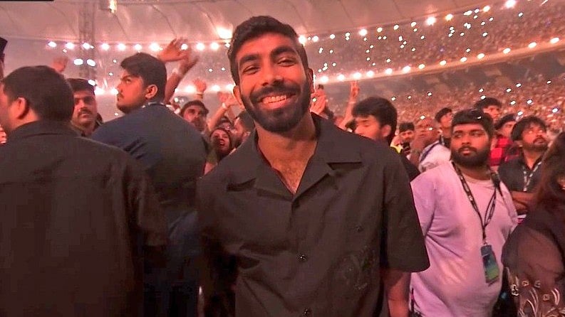 Screengrab : Jasprit Bumrah was seen attending the Coldplay concert in Ahmedabad on Sunday.