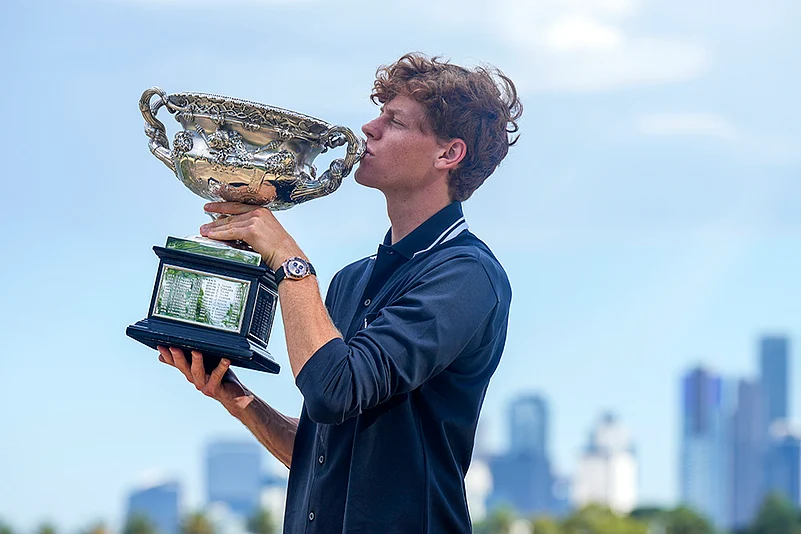 Australian Open Tennis winner Jannik Sinner with Norman Brookes Challenge Cup_4