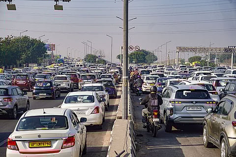 Traffic jam on DND in Noida