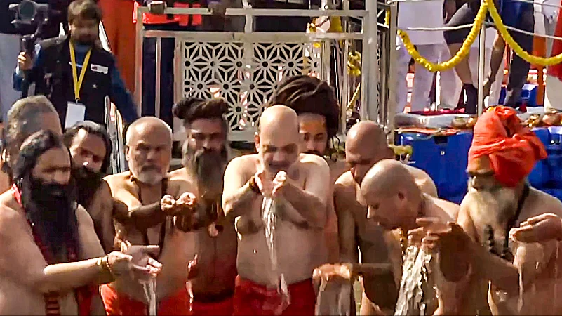 Maha Kumbh 2025: Amit Shah Takes Dip In Sangam