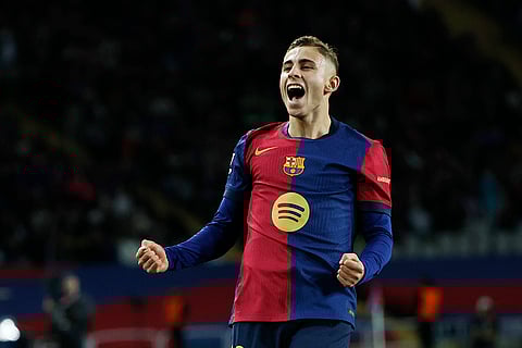La Liga 2024-25: Barcelona's Fermin Lopez celebrates after scoring his side's fourth goal