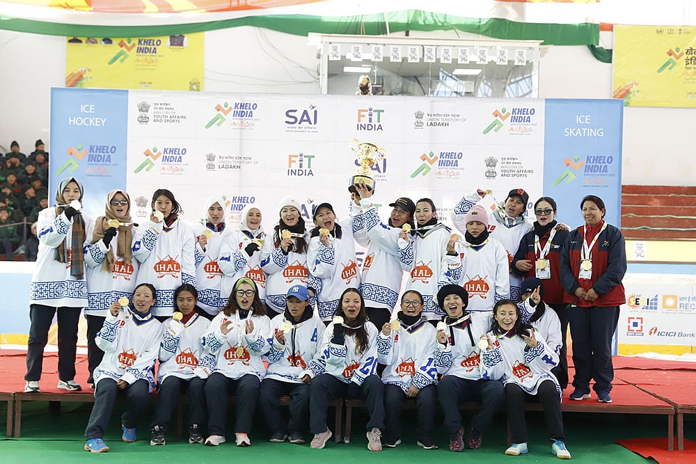 | Photo courtesy: SAI Media : Khelo India Winter Games 2025: Ice Hockey Women Final, UT Ladakh Winner
