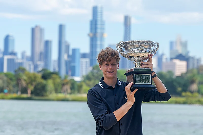 Australian Open Tennis winner Jannik Sinner with Norman Brookes Challenge Cup_6