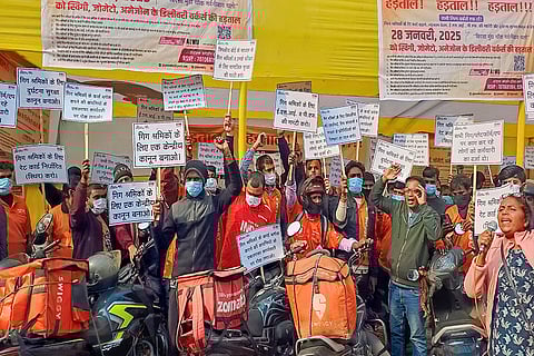 Gig workers protest in Patna