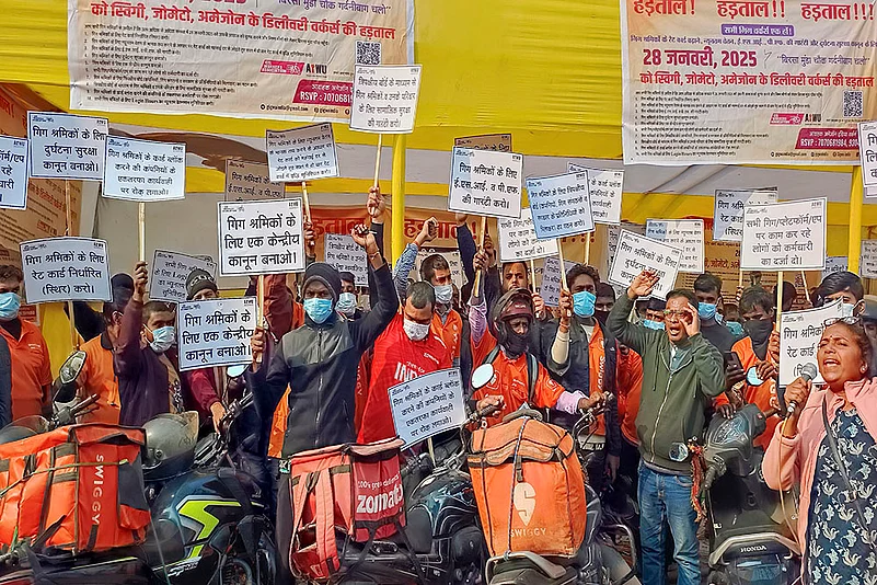 Gig workers protest in Patna