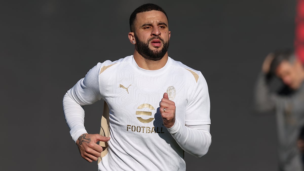 Kyle Walker pictured in training with AC Milan