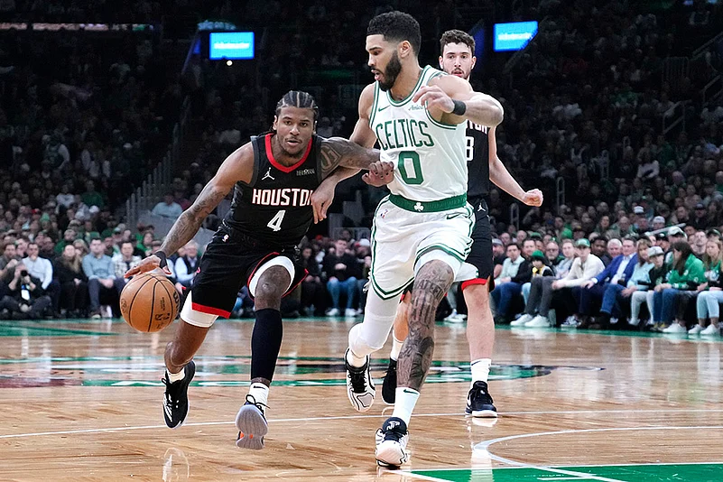 NBA basketball Houston Rockets vs Boston Celtics game: Jayson Tatum