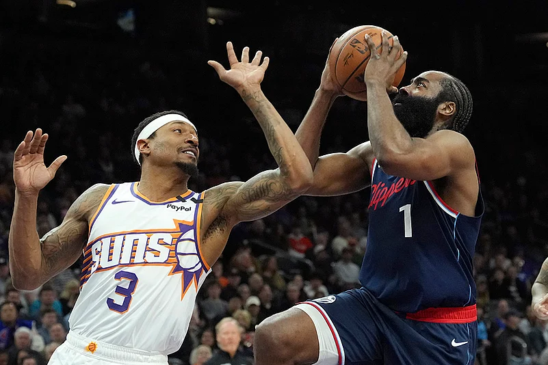 NBA basketball Phoenix Suns vs Los Angeles Clippers game: James Harden