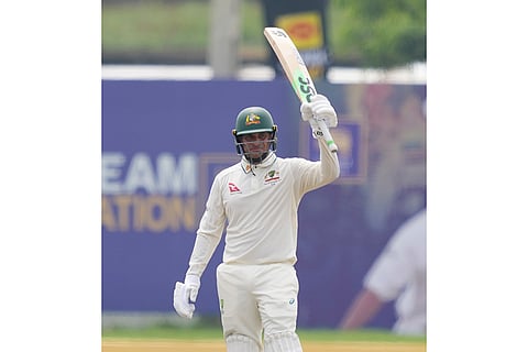 SL vs AUS 1st Test Day 1: Australia's Usman Khawaja celebrates his fifty runs
