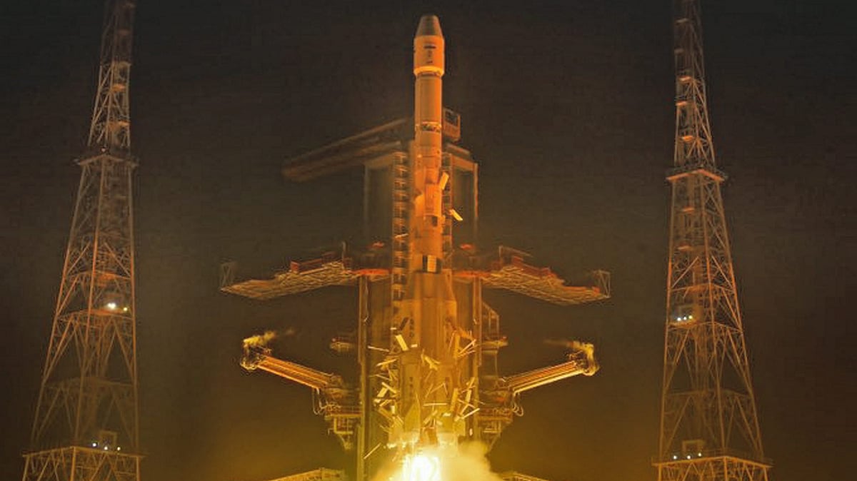 | Photo- PTI : ISRO's GSLV-F15 carrying navigation satellite lifts off