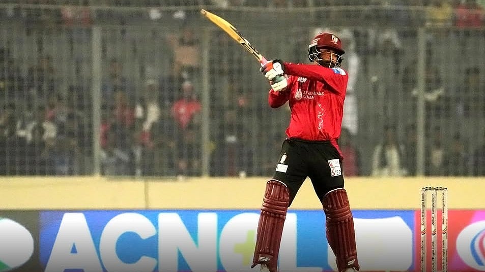 Instagram/Bangladesh Premier League : Fortune Barishal skipper Tamim Iqbal bats against Dhaka Capitals in the Bangladesh Premier League.
