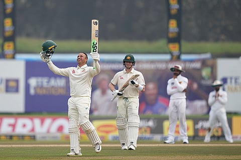 SL vs AUS 1st Test Day 1: Australia's Usman Khawaja celebrates his century