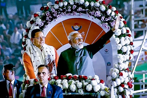 PM Modi with Uttarakhand CM Pushkar Singh Dhami