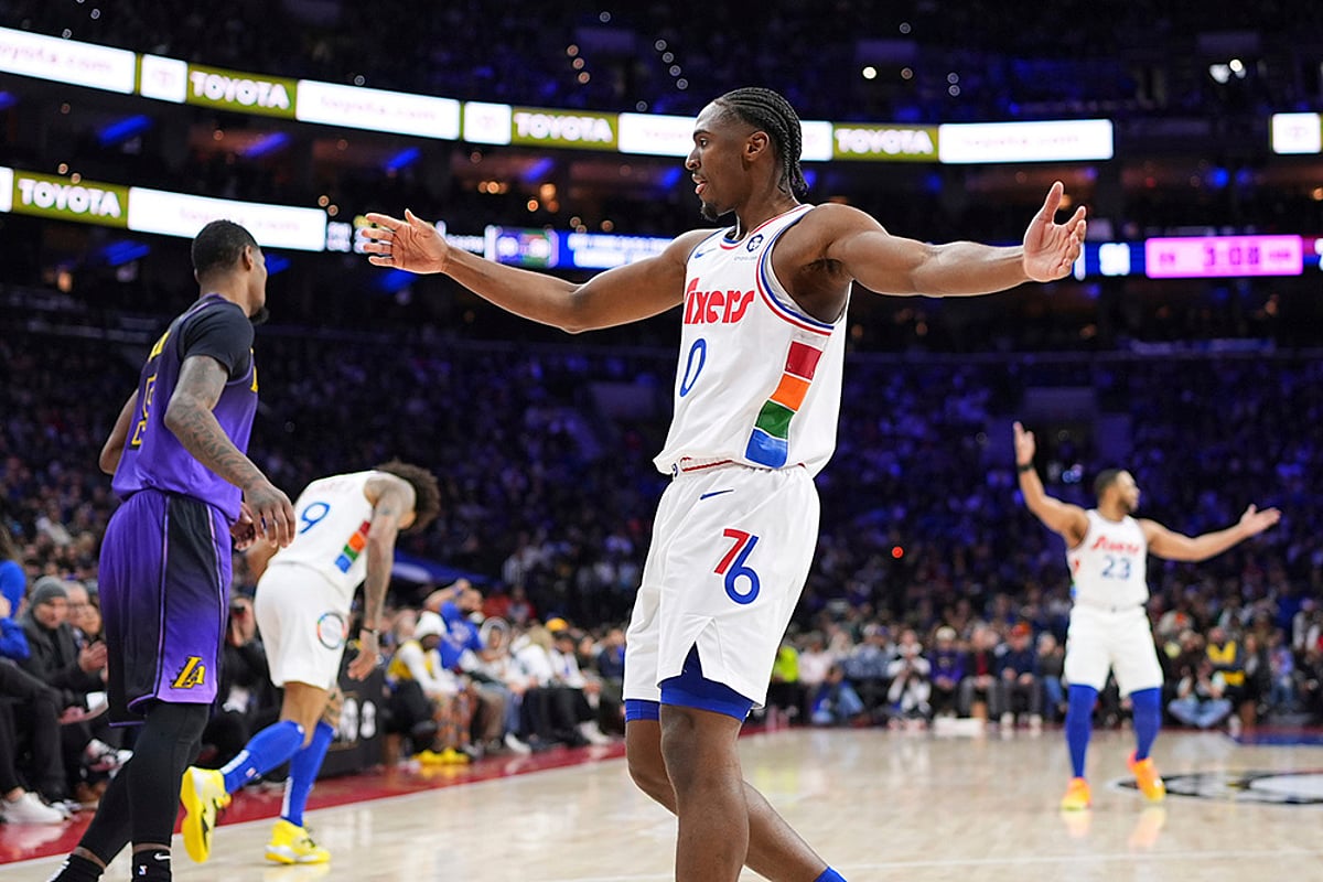 NBA basketball Philadelphia 76ers vs LA Lakers game pics: Tyrese Maxey