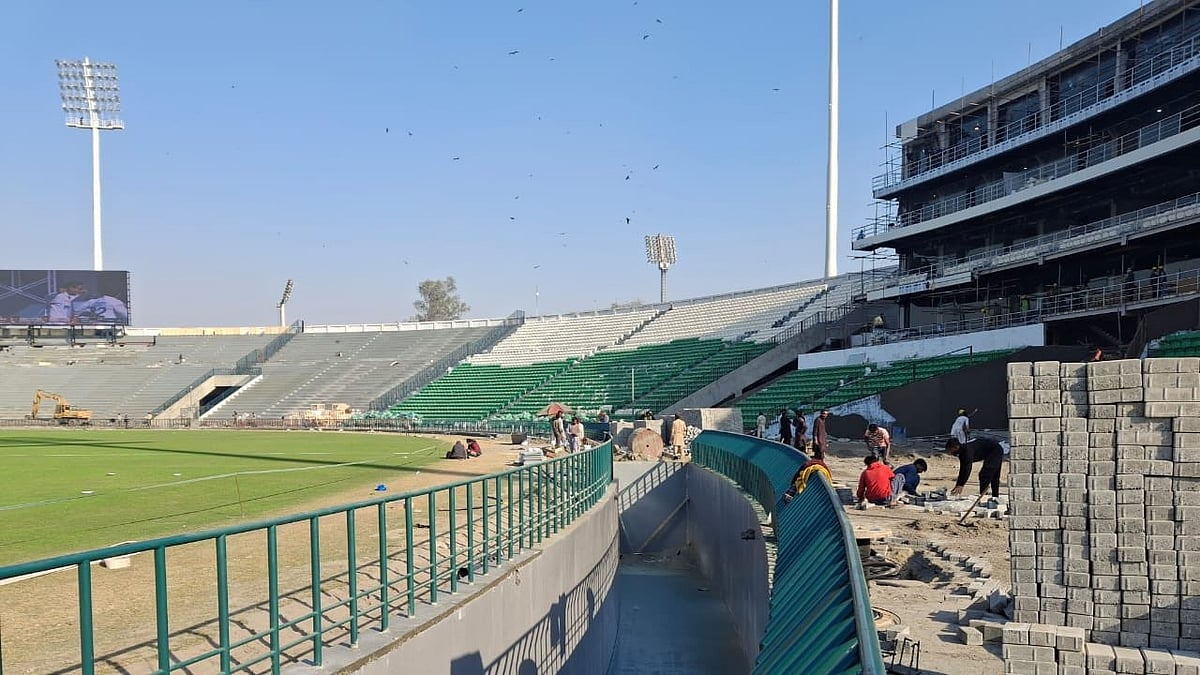 Photo: File : An under-construction cricket stadium in Pakistan.