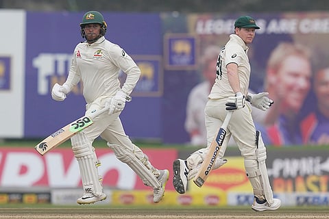 SL vs AUS 1st Test Day 1: Usman Khawaja and Steven Smith run between the wickets 
