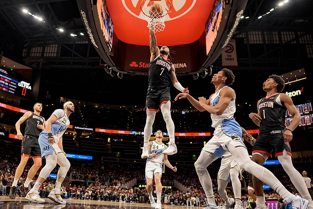 NBA basketball Houston Rockets vs Atlanta Hawks game pics: Cam Whitmore