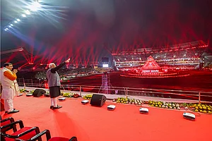 | Photo: PMO via PTI : PM Modi at opening ceremony of 38th National Games