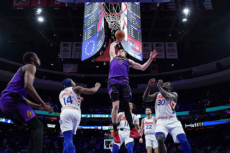 NBA basketball Philadelphia 76ers vs LA Lakers game pics: Dalton Knecht