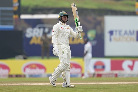 SL vs AUS 1st Test Day 2: Usman Khawaja celebrates his hundred and fifty runs