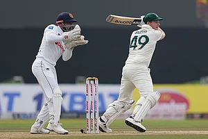 | Photo: AP/Eranga Jayawardena : SL vs AUS 1st Test Day 2: Australia's Steven Smith plays a shot