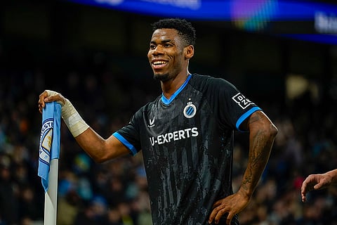 Champions League 2024-25: Brugge's Raphael Onyedika celebrates after scoring the opening goal