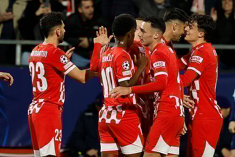 Champions League 2024-25: Girona players celebrate after the opening goal