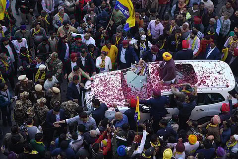 Punjab CM Bhagwant Mann during a roadshow in Delhi