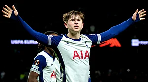 Seventeen-year-old Mikey Moore celebrates his goal