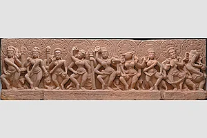 | Photo: Wikimedia Commons : Figurines of Female Deities: 
A 9th century red sandstone sculpture in Madhya Pradesh