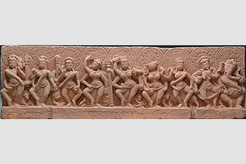 A 9th century red sandstone sculpture in Madhya Pradesh