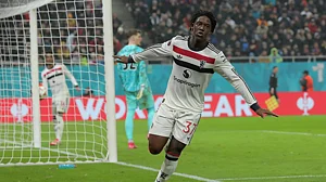 Kobbie Mainoo celebrates for Manchester United