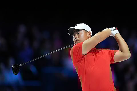 TGL: Tom Kim of Jupiter Links Golf Club hits on the fourth hole