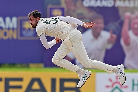 SL vs AUS 1st Test Day 3: Australia's Mitchell Starc bowls a delivery