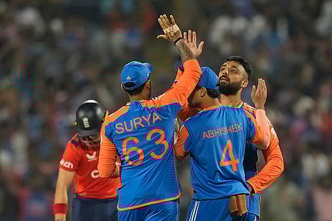 IND vs ENG 4th T20: India's Varun Chakravarthy celebrates the wicket of England's Brydon Carse