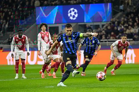 Champions League 2024-25: Inter Milan's Lautaro Martinez scores from penalty