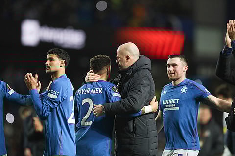 Europa League 2024-25: Rangers' head coach Philippe Clement embraces James Tavernier