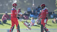 X/SuperSmashNZ : Daryl Mitchell and Matthew Boyle batting for Canterbury Kings in the Super Smash.