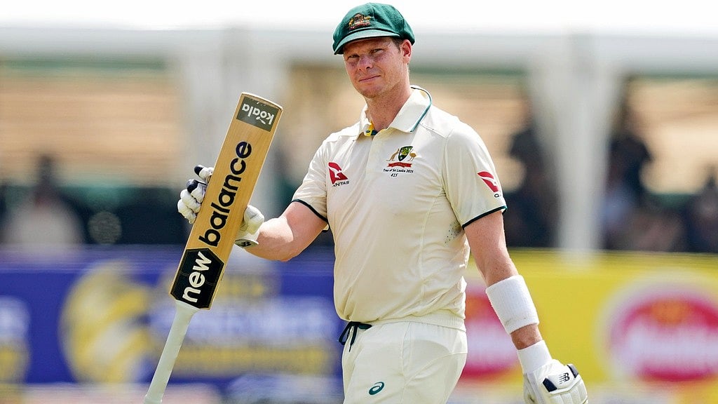 AP : Steve Smith acknowledges the crowd after scoring a hundred against Sri Lanka in Galle.