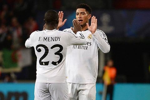 Champions League 2024-25: Real Madrid's Jude Bellingham celebrates with his teammate after scoring his side's second goal
