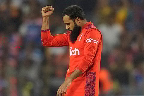 IND vs ENG 4th T20: England's Adil Rashid celebrates the wicket of India's Abhishek Sharma