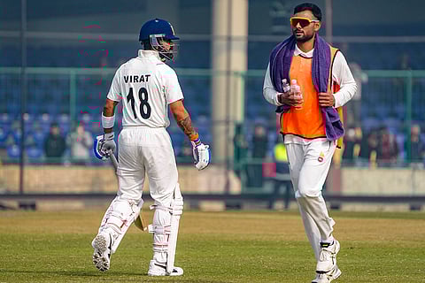 Ranji Trophy, Delhi vs Railways-Day 2: Delhi's Virat Kohli arrives to bat