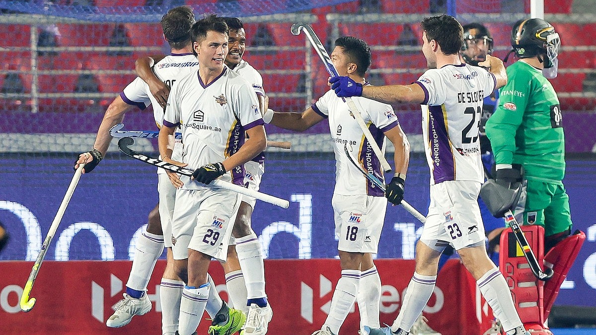 Hockey India League : Hyderabad Toofans celebrate a goal against Soorma Hockey Club.